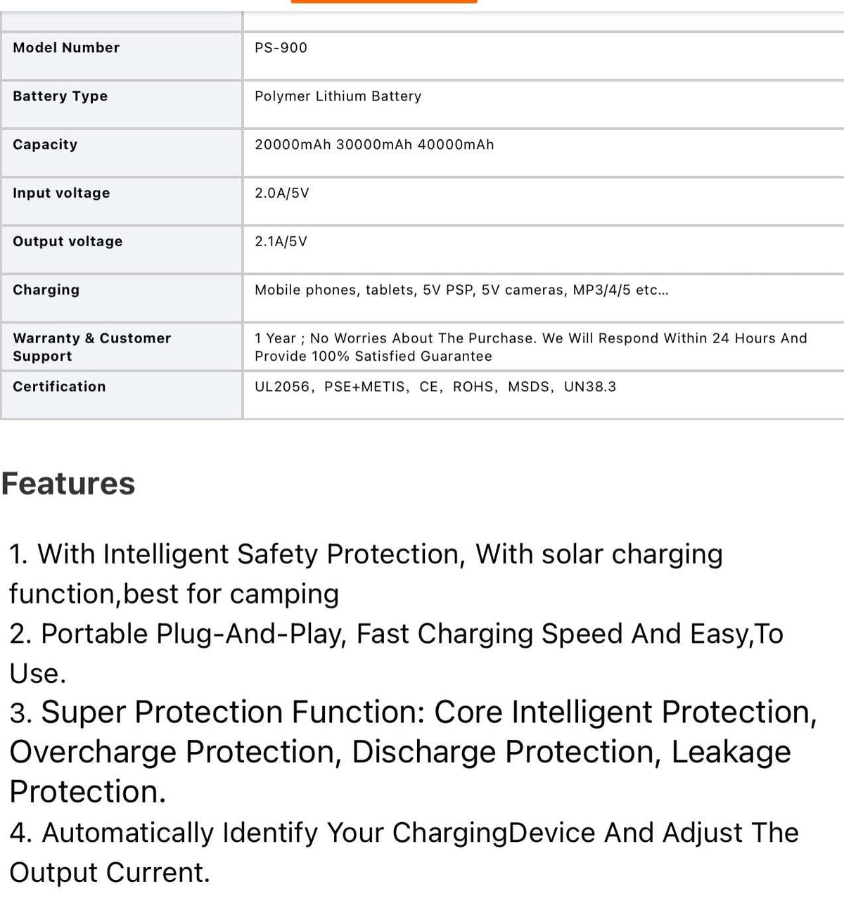 Power Bank Strong Lights portable Solar Charger 50000 Mah