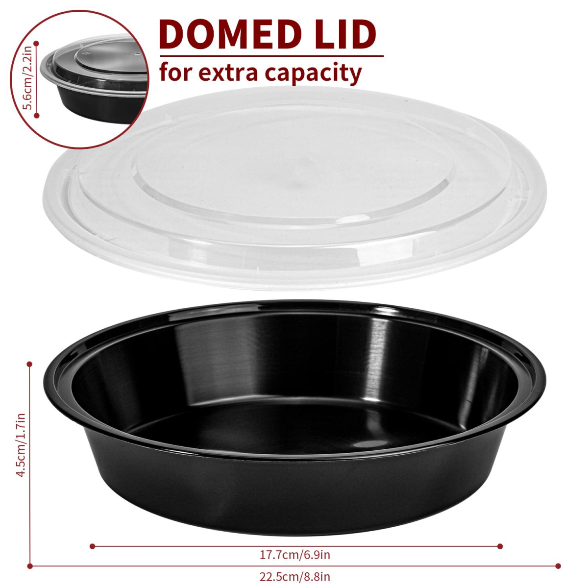 VINSANI 10pk ROUND 1 COMPARTMENT MEAL PREP CONTAINERS 1010426